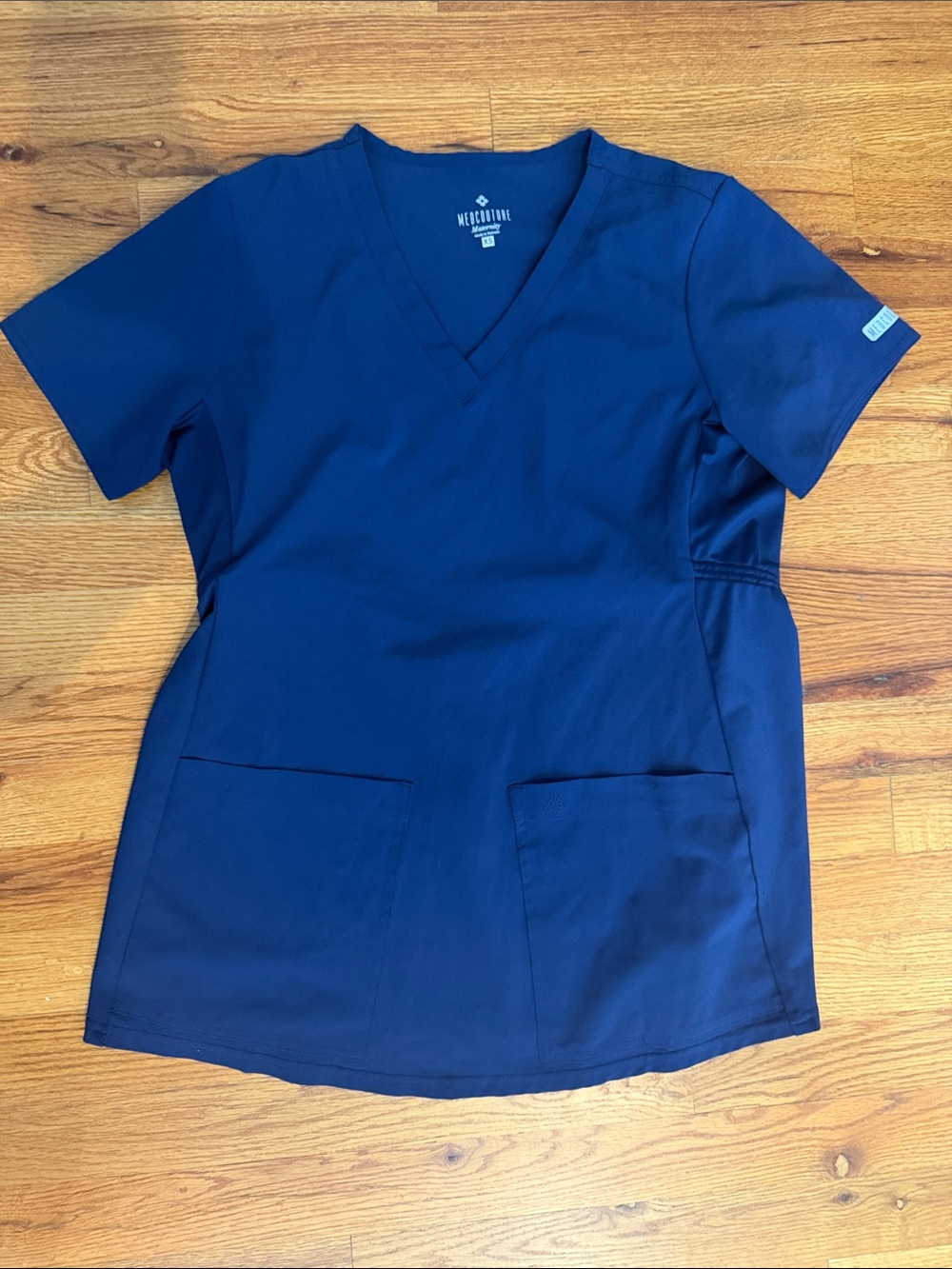 Med Couture Navy Blue V-Neck Scrub Top and Bottom